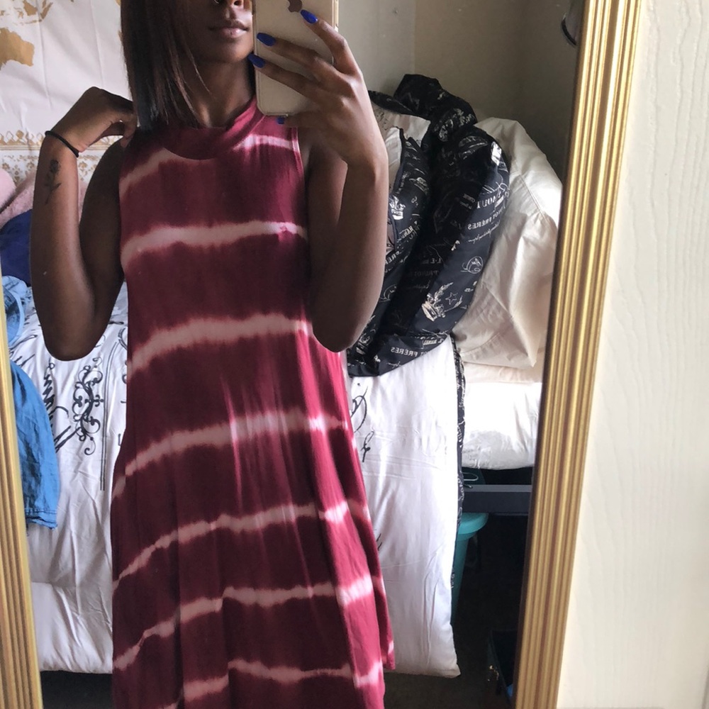 Red and white tie dye dress